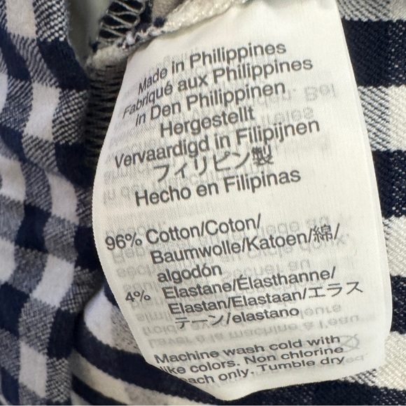 J.Crew Martie Bi-Stretch Gingham Navy Blue White Retro Slim Cropped Pants Size 6 - Picture 14 of 15